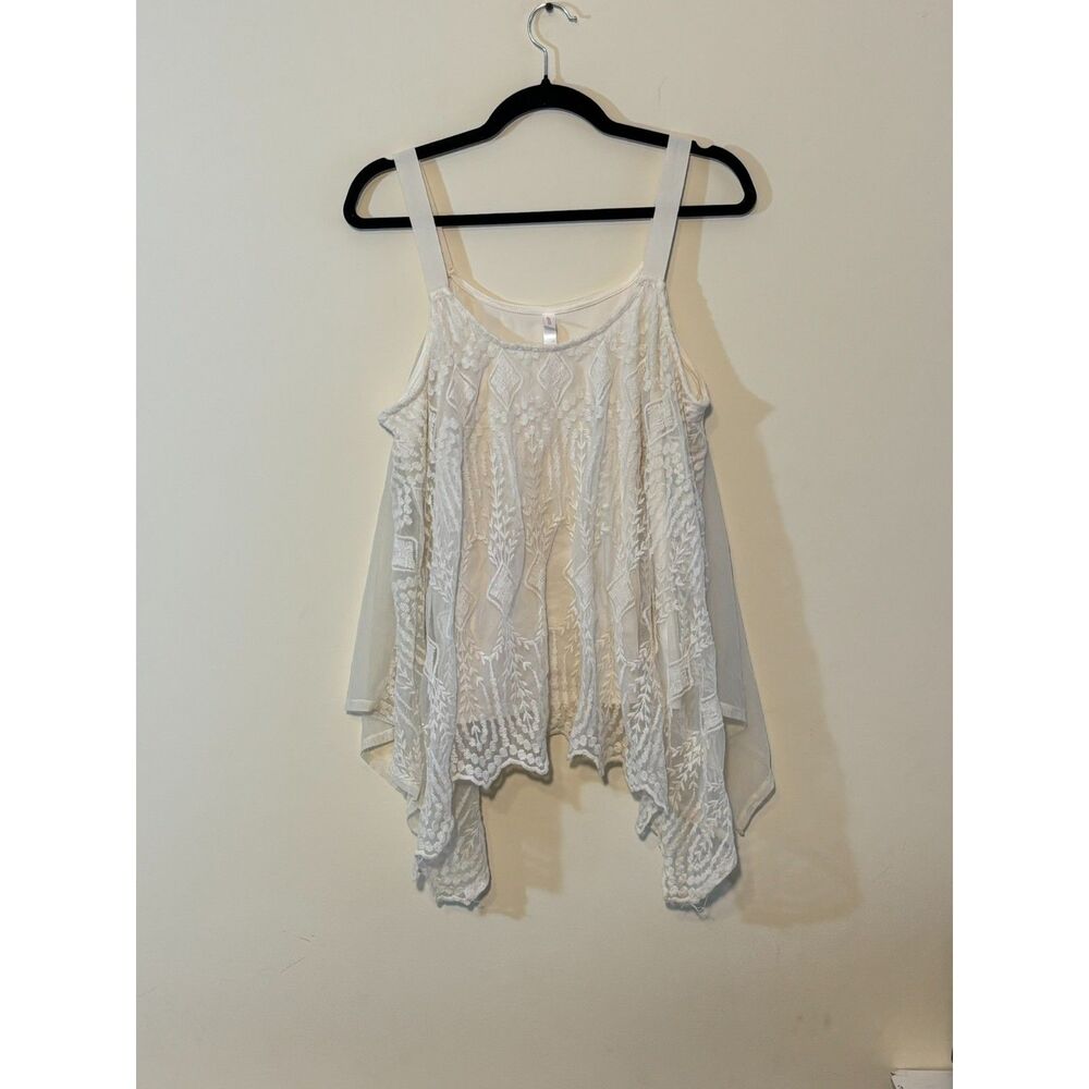 Xhilaration Ivory Lace Overlay Tank Handkerchief Hem Size XXL